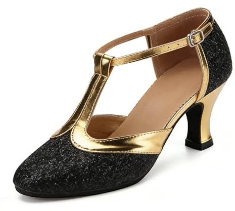 Botas de goma Zapatos de baile latinoamericanos Zapatos de baile estándar Zapatos de baile de carnaval con cinta adhesiva, Negro , 39 EU