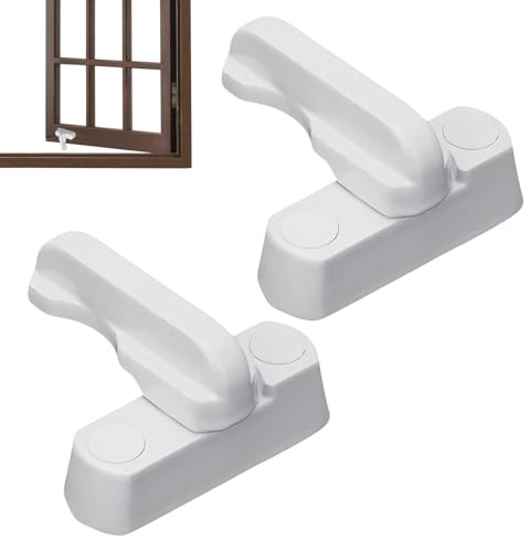 2Pcs Window Locks, Window Locks for UPVC Windows, T-Shaped UPVC Windows Security Lock, Window Locks Child Safety, Supplied with 4 Screws and Decorative Cover, for Domestic Doors and Letterboxes(White)