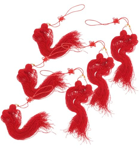 MOBUTOFU Borlas Colgantes para Espada China 6 Piezas Rojo Vibrante, Decoraciones Borlas para Artes Marciales, Accesorio de Espada Tai Chi para Competición y Entrenamiento