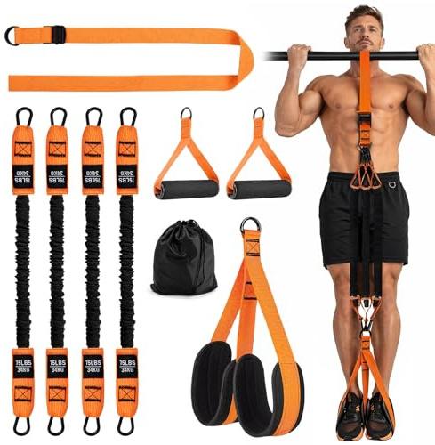 Ecofocet Bandas de Resistencia para Dominadas Ajustables hasta 300 lbs | Kit Asistencia Pull Up, Bandas Elásticas para Dominadas, Gomas Elasticas Musculacion, Entrenamiento de Fuerza Casa y Gimnasio