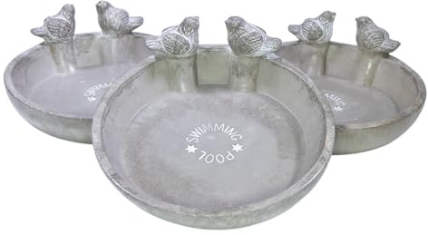 mgc24 Vogeltränke Swimming Pool Ø 25 x 4,5 cm – Steinoptik – 3 Stück