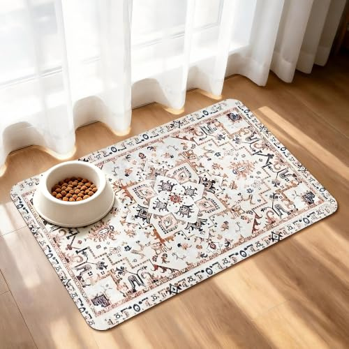 YOSEPATI Hunde-Futtermatte Saugfähig für Futter-und Wassernapf 30x50cm | Rutschfeste Haustier-Platzmatte für Böden Fleckenabweisende, Schnelltrocknende Spendermatte Hundenapfmatte Katzenplatzmatte