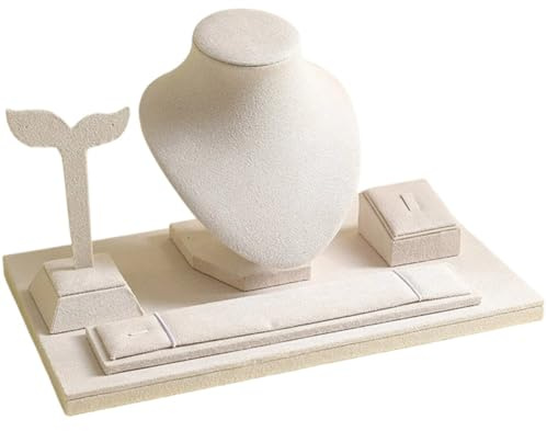 Dinntty Jewelry Display Set Mannequin Bust Necklace Ring Earring Bracelet Display Stand for Home Jewelry Organizer Store Showcase