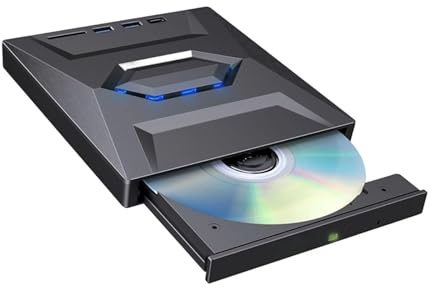 7-en-1 Unidad Externa Blu-ray Pc USB 3.0 Tipo-C, Lector y Grabador Portátil BD/DVD/CD con 3 Puertos USB Hub y Lector de Tarjetas SD/TF, Compatible con Sistemas macOS, Windows y Linux (for CD/DVD)