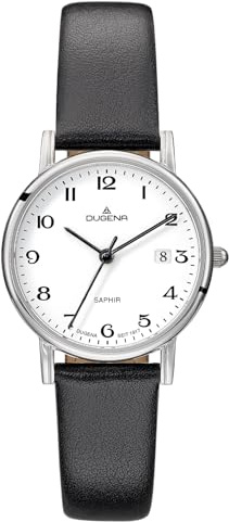 Dugena Damen Quarz-Armbanduhr, Saphirglas, Lederarmband, Zenit