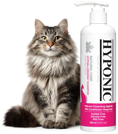 HYPONIC Hypoallergenic Premium Shampoo for All Cats (Scented, 10.14 oz) - Cat Shampoo for Dry Skin, Dandruff, Allergy