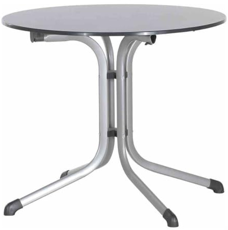 SIEGER Boulevard-Klapptisch mit vivodur-Dekorplatte, Ø 85 cm, Graphit, Schieferdekor anthrazit