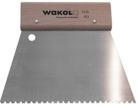 WAKOL Spatule dentée 25 cm de large, Acier/Bois, Outil, Truelle à mastic