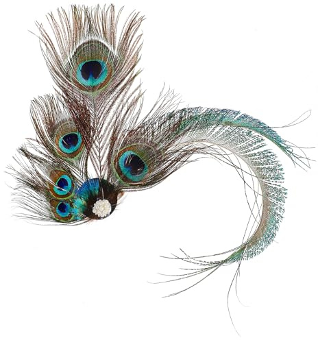 FRCOLOR 1920Er Jahre Pfauenfeder Haarspange Für Damen, Vintage Stil Haarclip, Eleganter Haarschmuck Für Hochzeit Und Party