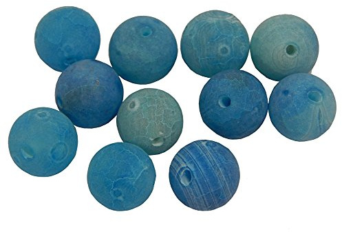 Perlin Edelstein Perlen 4mm Achat Stein Matt Set Kugel Naturstein Frosted Achatperle Halbedelstein Edelsteine Perle mit Loch zum auffädeln Schmuckperlen (Blau)