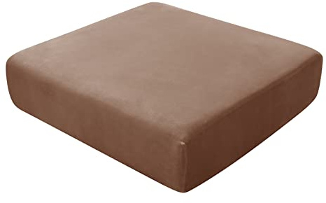 BXFUL Sofa Seat Cushion Covers, Sofa Cushion Slipcovers Stretch Velvet, Couch Cushion Covers Replacement for Individual Cushion with Elastic Fabric (1-Seater,Dark Brown)