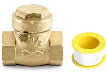QWORK Válvula de Retención, Valvula Antiretorno de Latón Rosca Hembra para Prevenir el Reflujo de Agua, 1/2 Pulgada, DN15, 1.6 MPa/232PSI