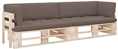 vidaXL Kiefernholz Imprägniert Palettensofa 2-Sitzer mit Kissen Sitzgruppe Lounge Sofa Garnitur Gartenmöbel Ecksofa Gartensofa Palettenmöbel