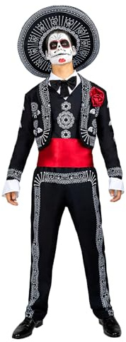 Funidelia Disfraz de Mariachi para Hombre con sombrero, Traje de Día de los Muertos Catrina para adulto, Disfraces de Halloween y Carnaval – Talla L