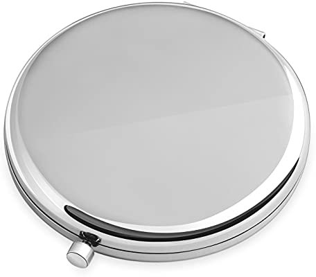 Maverton Taschenspiegel - rund - Doppelspiegel - regulär + mit Vergrößerung - tragbarer Klappspiegel - Reisespiegel für Handtaschen - Geschenk für Damen - Silber