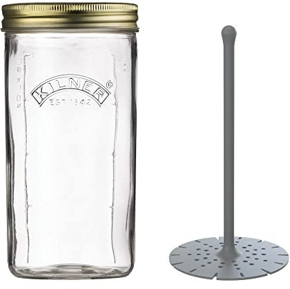Kilner 1 Litre Pickle Jar with Silicone Lifter Wide Mouth Glass Jar with Two-Piece Lid for Pickling & Preserving, Ideal for Pickled Onions, Gherkins & Vegetables