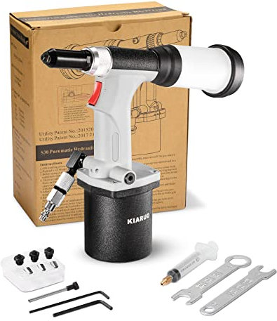KIARUO Pneumatic Rivet Gun S30 Self-Suction Air Rivet Gun 3/16 5/32 1/8 3/32 Hydraulic Riveter with 1 Set of Extra Jaws