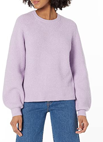 Amazon Essentials Damen Rippstrick-Pullover mit Rundhalsausschnitt, Pastelllila, M