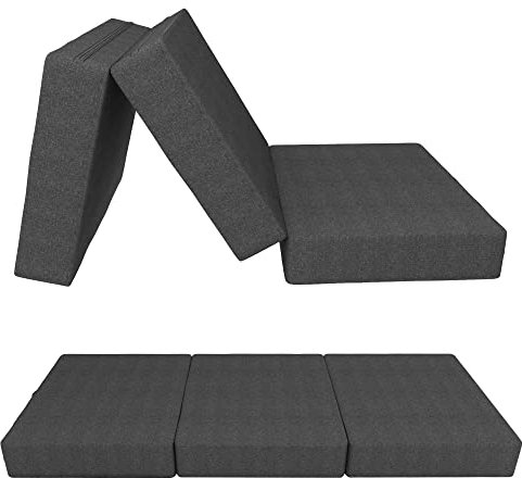 POKAR Hopfällbar Madrass 3-delad Hopfällbar Madrass Campingmadrass Gästmadrass Tältsäng Hopfällbar Säng Gästsäng Golvmadrass Sovmadrass 80 x 195 x 15 cm, Anthrazit