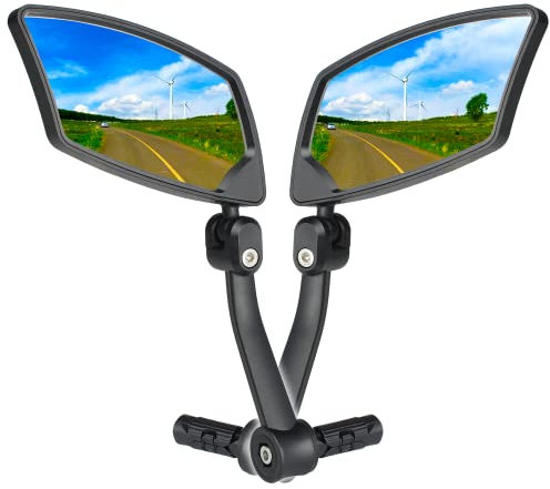BriskMore Bar End Bike Mirrors 1 PAIR, High–Definition Convex Scratch Resistant Glass Lens E-Bike Mirror,Safe Rearview Mountain Bike Mirror for Left and Right Side BT-018