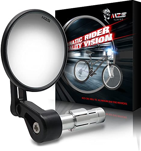 MZS Bar End Bike Mirror, Aluminum HD Automotive Convex E-Bike Mirror, Safe Rearview Mountain Bicycle Mirror fit for Hollow Handlebar (Left Side)