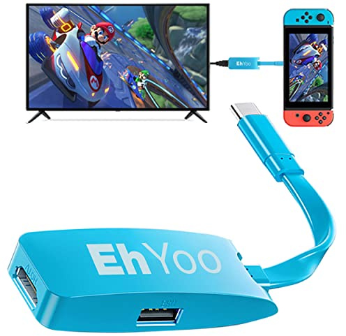 EhYoo Adattatore interruttore portatile da USB tipo C a HDMI per modalità docking TV compatibile con Nintendo Switch, Switch 2, Steam Deck, Samsung Dex Station e S21/S20/Note20/TabS7 4K 60Hz per