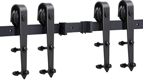 Yaheetech 6ft/6,6ft/8ft/12ft/13ft/16ft Quincaillerie Kit de Rail pour Porte Coulissante - Hardware Ensemble Industriel pour Porte Suspendue Sliding Barn Door en Bois 12FT/366 CM