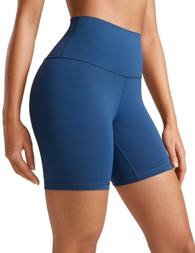 CRZ YOGA Pantaloncini Yoga Donna Butterluxe 15cm - Leggings Ginnastica Vita Alta Allenamento Running Biker Shorts Nave Francese 40