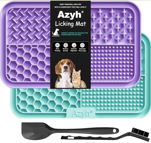Azyh Slickmatta för hundar och katter Azyh 2 Pack, slickmatta för stora hundar och valpar, smör matmatta yoghurt jordnötter