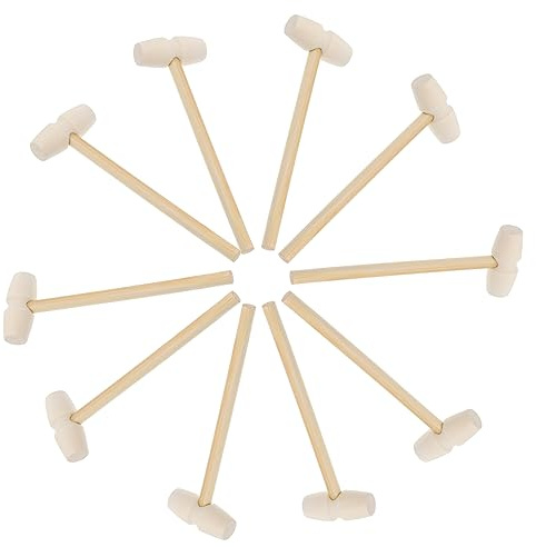 LABRIMP 10 Pièces Mini Maillets en Bois Beige, Jouet Éducatif pour Garçon et Filles, Promoteur de Dextérité, pour Apprentissage et Jeux D'adresse