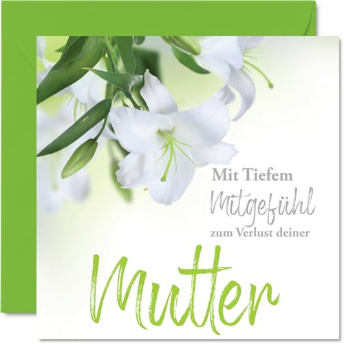 Stuff4 Trauerkarte Mama - Tiefem Mitgefühl - Sohn Tochter Beileidskarten Kondolenzkarte Beileidskarte für Freunde Familie, 145mm Trauerkarten mit Umschlag Glückwunschkarten