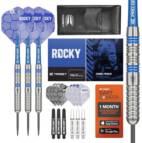 Target Darts Josh Rock 80% Tungsten Steeldarts Set, 22G/23G/24G | Profi Zubehör Dart Set, Pro Grip Schäfte, Pro Ultra Flights, inklusive Dart Wallet