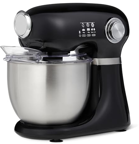 Amazon Basics Stand Mixer, Dough Blender, 5L Bowl with 12 Speed with Pulse, 1000W, Black