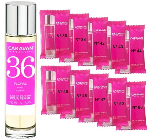 CARAVAN FRAGANCIAS Damenparfüm Nr. 36, 150 ml + Set mit 10 Flaschen mit verschiedenen Damenduften von Caravan, um neue Düfte zu entdecken