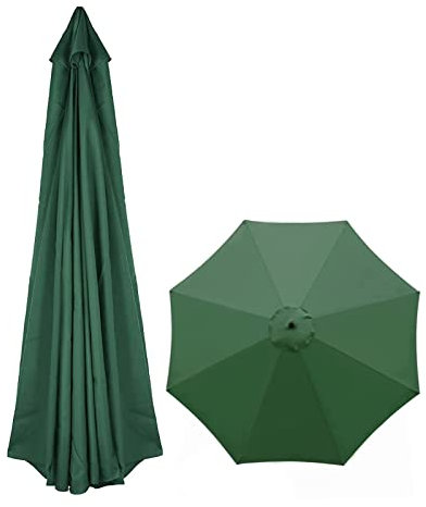 Toldo de repuesto para sombrilla de patio, 2,7 m, 8 varillas, color verde, para exteriores, jardín, mercado, mesa, terraza, toldo de tela para parasol