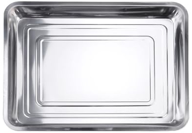 VICASKY Toasterblech, Edelstahl-Backblech, Toaster-Ofenblech, Keks-Backblech, Backbleche für den Ofen, 45 x 35 4,8 cm Stainless Steel Grill Plate Solid Plancha Rim Teppanyaki Burgers Grillplatte
