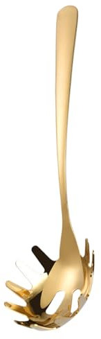 Cuchara para pasta, colador de fideos, servidor de espaguetis de acero inoxidable 304 y colador con dientes, utensilios de cocina portátiles para servir alimentos, 10.24 x 2.56 pulgadas