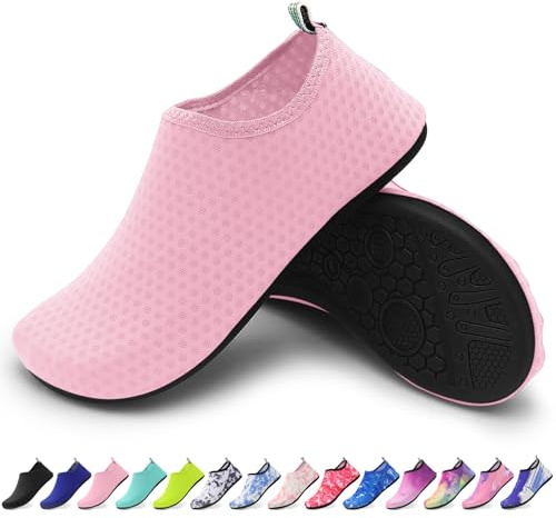 KATLKIU Chaussures de Plage Homme Femme – Chaussons Aqua Antidérapants pour Piscine, Mer, Surf, Sport Nautique – Ultra Légers & Séchage Rapide, Rose 36/37 EU