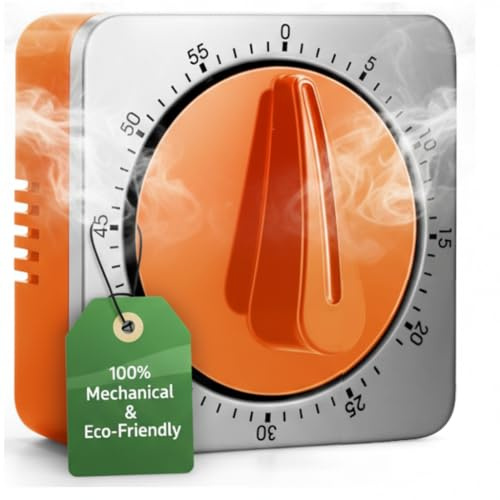 Kitchen Timer, Eieruhr Mechanisch Keine Batterien Erforderlich, Küchenwecker 100% Mechanische Mit Edelstahlgehäuse - Küchenuhr, Stoppuhr, Countdown-Erinnerung Magnetisch Küchenuhr Eieruhr (Orange)