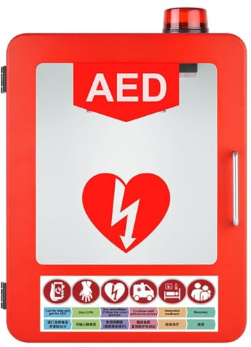 YCNLYSSR Notfall-AED-Wandmontageschrank mit Alarm und Blitzlicht, verstellbare Fächer zur sicheren Aufbewahrung von Defibrillatoren in öffentlichen und privaten Räumen