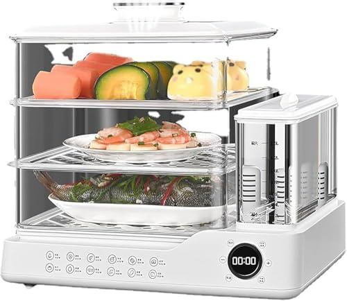3 Tier Electric Food Steamer,24L Stackable Baskets for Vegetables or Meats,800w Vegetable Steamer Electric,Touch Screen Display, 12H Appointment, and Independent Water Tank for All Homes