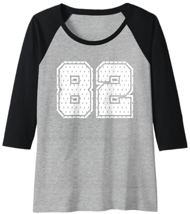 Donna Pallone da Pallone da Compleanno Numero 82 della Squadra Sportiva Numero 82 Maglia con Maniche Raglan