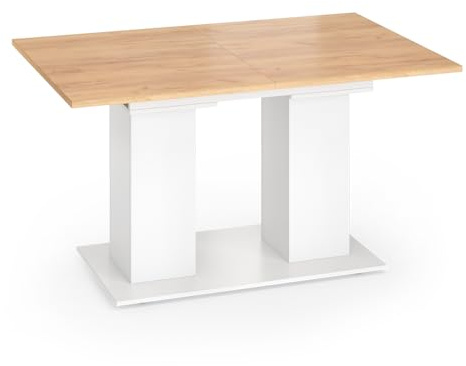 Vicco Esstisch Dix, Weiß/Goldkraft Eiche, 140-180 x 90 cm | mit klappbarer Tischplatte und ausziehbarem Gestell