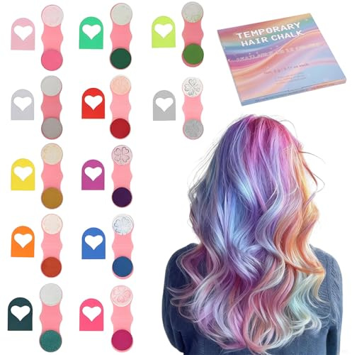 Haarkreide Für Mädchen Set,12 Auswaschbare Farben Haarkreide Für Kinder,Temporäre Haarfarbe,Weihnachten Geschenk Mädchen 4 Jahre Bis 15 Jahre,Geschenkideen