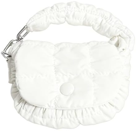 Mini kuvertväska av bomull, linne och polyester – 10 cm axelväska, handledsväska | Mini plånbok med myntväska och hörlursficka | säkert lås, perfekt för resor och fester, Vit, Fare riferimento alla