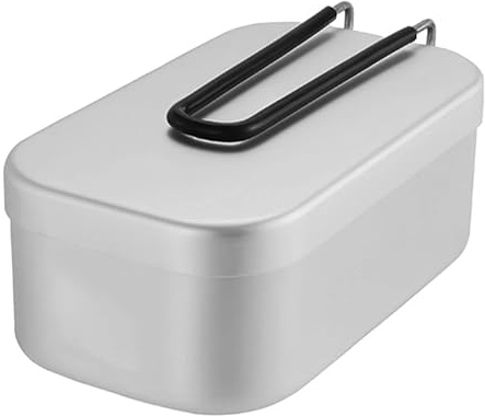 Fiambrera de aluminio de 800 ml for camping con asas plegables, ideal for picnic, senderismo y cocina al aire libre.
