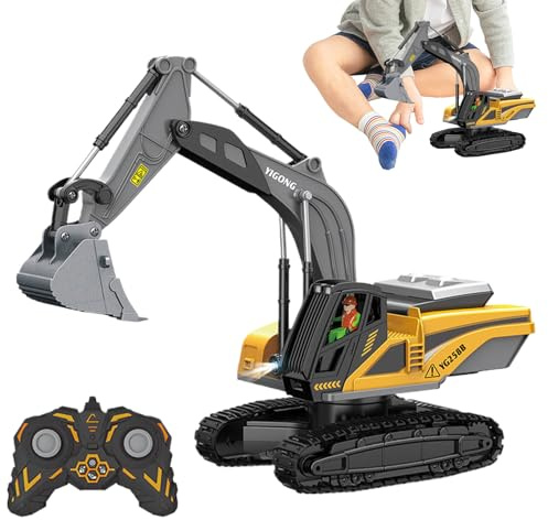 Générique Camion telecomandato, pala meccanica con luce e suono, con in metallo e batteria ricaricabile, per 4-12 anni, regalo di Natale compleanno
