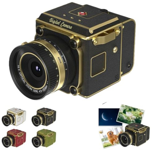 Fotocamera digitale retrò a doppia lente 4K, mini fotocamera portatile per vlogging, mini fotocamere CCD retrò, telecamere CCD con zoom digitale 16X, registrazione video, condivisione OTG, per