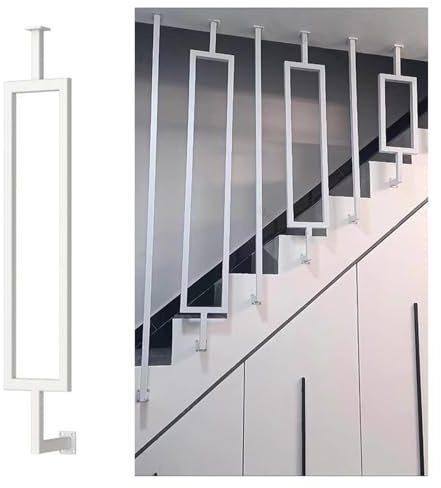 Trappstång i vit metall – 150 cm justerbar räcke för trappa, loft, korridor och lutningssäkerhet, förhindrar fall med design