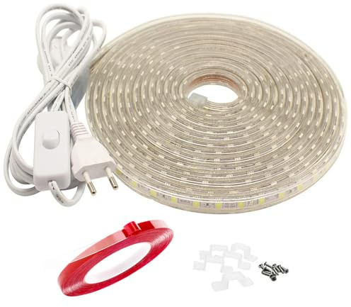 Q.Laomi LED Strip 20m, Led Streifen Wasserdicht IP65, LED Band 230V LED Lichtband für Innen und Außenbeleuchtung Projekte, Warmweiß